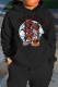 Black Fashion Casual Print Basic Hooded Collar Tops