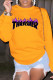 Yellow Casual Vintage Print Patchwork Letter O Neck Tops