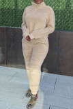Pink Fashion Casual Solid Basic Zipper Collar Long Sleeve Two Pieces