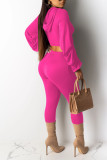 Yellow Casual Solid Patchwork Fold Hooded Collar Long Sleeve Two Pieces