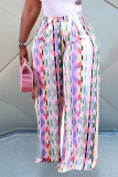 White Casual Print Patchwork Plus Size