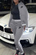 Grey Fashion Casual Print Patchwork Turndown Collar Long Sleeve Two Pieces