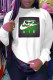 White Fashion Sportswear Print Patchwork O Neck Tops
