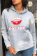 Grey Fashion Casual Letter Lips Printed Basic Hooded Collar Tops