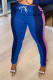 Blue Casual Solid Patchwork Regular High Waist Pencil Patchwork Bottoms