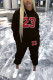 Black Casual Print Hooded Collar Long Sleeve Two Pieces