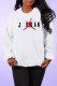 White Casual Sportswear Print Patchwork O Neck Tops