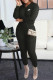 Black Fashion Casual Print Patchwork Long Sleeve Two Pieces