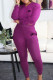 Purple Fashion Casual Print Patchwork Long Sleeve Two Pieces