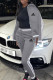 Grey Fashion Casual Print Patchwork Turndown Collar Long Sleeve Two Pieces
