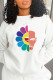 White Fashion Casual Print Patchwork O Neck Tops