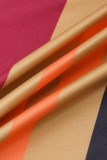 Orange Fashion Casual Print Asymmetrical Oblique Collar Three Quarter Two Pieces