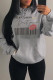 Grey Fashion Casual Print Basic Hooded Collar Tops