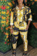 Yellow Black Casual Print Patchwork Buckle Turndown Collar Long Sleeve Two Pieces