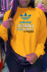 Yellow Casual Sportswear Print Patchwork Letter O Neck Tops