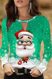 Red Casual Party Santa Claus Hollowed Out V Neck Tops