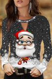 Red Casual Party Santa Claus Hollowed Out V Neck Tops