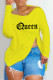 Yellow Fashion Casual Letter Print Patchwork Zipper O Neck Tops