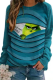 Sky Blue Casual Vintage Print Patchwork O Neck Tops
