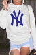 White Fashion Sportswear Print Patchwork O Neck Tops