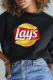 Black Fashion Sportswear Print Patchwork O Neck Tops