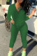 Green Casual Solid Patchwork Zipper Hooded Collar Long Sleeve Two Pieces