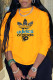 Yellow Fashion Sportswear Print Patchwork Letter O Neck Tops