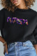 Black Fashion Sportswear Print Letter O Neck Tops