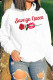 White Fashion Casual Print Hooded Collar Tops