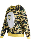 Camouflage Street Print Camouflage Print Patchwork O Neck Tops