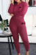 Red Fashion Casual Print Patchwork Long Sleeve Two Pieces