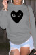Grey Sportswear Vintage Print Patchwork O Neck Tops