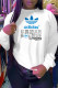 White Casual Sportswear Print Patchwork Letter O Neck Tops