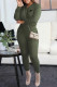 Army Green Fashion Casual Print Patchwork Long Sleeve Two Pieces
