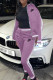 Purple Fashion Casual Print Patchwork Turndown Collar Long Sleeve Two Pieces
