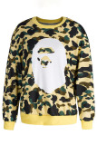 Camouflage Street Print Camouflage Print Patchwork O Neck Tops