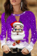 Purple Casual Party Santa Claus Hollowed Out V Neck Tops