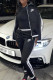Black Fashion Casual Print Patchwork Turndown Collar Long Sleeve Two Pieces