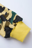 Camouflage Street Print Camouflage Print Patchwork O Neck Tops