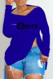Red Fashion Casual Letter Print Patchwork Zipper O Neck Tops