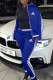 Blue Fashion Casual Print Patchwork Turndown Collar Long Sleeve Two Pieces