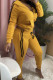 Yellow Fashion Sportswear Print Patchwork Hooded Collar Long Sleeve Two Pieces