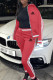 Red Fashion Casual Print Patchwork Turndown Collar Long Sleeve Two Pieces