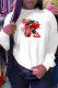White Fashion Daily Print Patchwork O Neck Tops