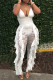 White Sexy Solid Patchwork Spaghetti Strap Skinny Jumpsuits
