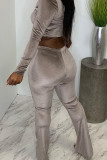 Black Sexy Solid Patchwork Fold V Neck Long Sleeve Two Pieces