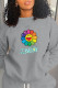 Grey Fashion Casual Character Patchwork O Neck Tops