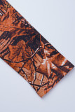 Orange Sexy Print Patchwork Zipper Zipper Collar Regular Jumpsuits