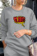 Grey Casual Street Print Patchwork O Neck Tops