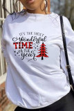 White Red Fashion Casual Print Basic O Neck Tops